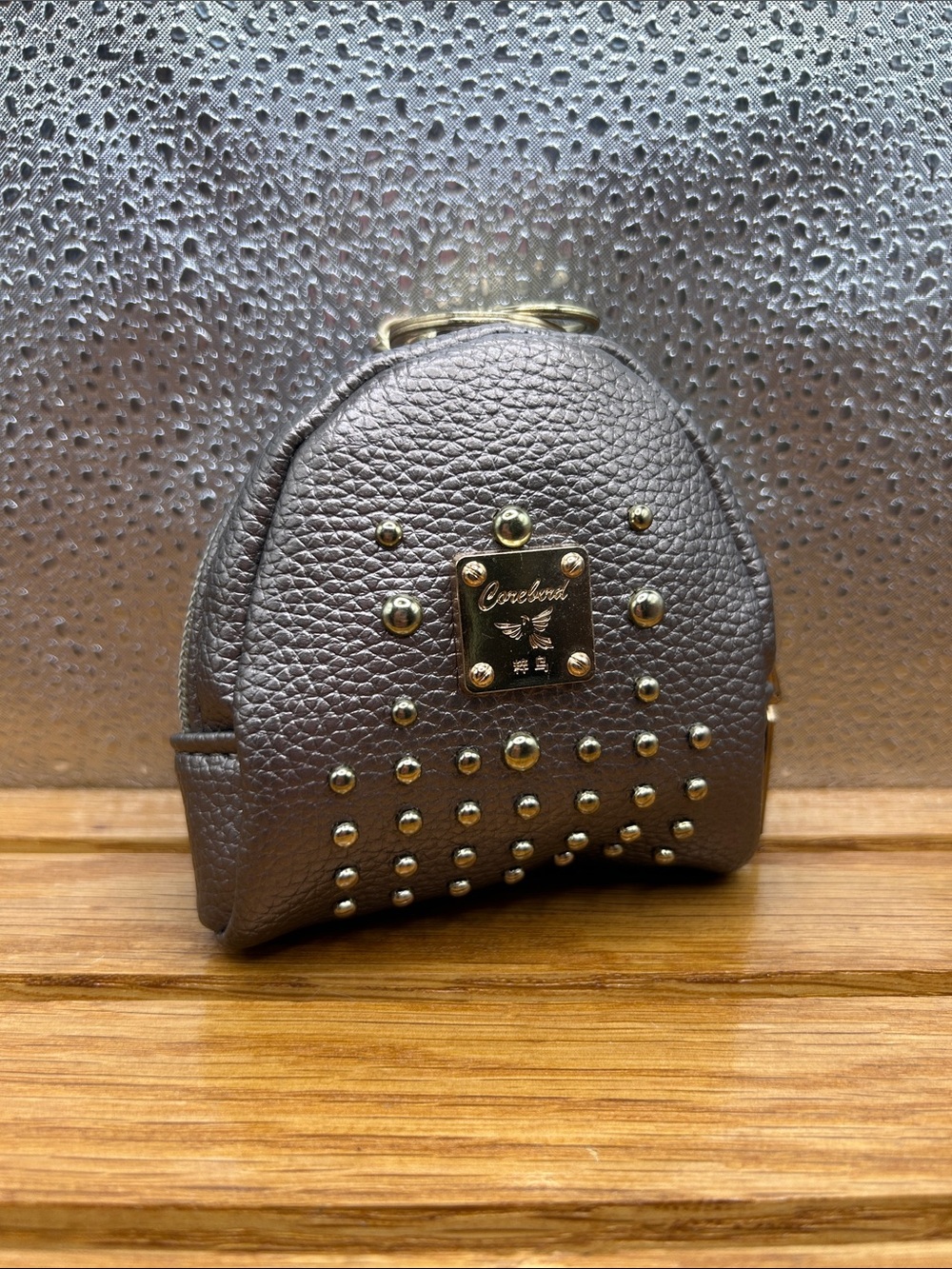 Grey Studded Mini Backpack Purse Charm - Corebird
